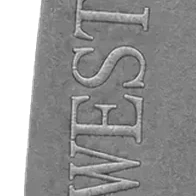 Close-up of the raised NORTHWEST lettering running down the leg.